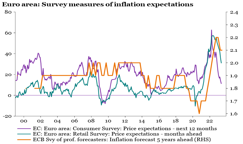Chart showing euro area survey measures of inflation expectations