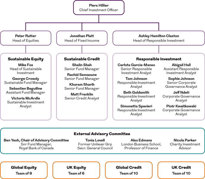 Image shows the structure of the RLAM sustainable and responsible investment teams